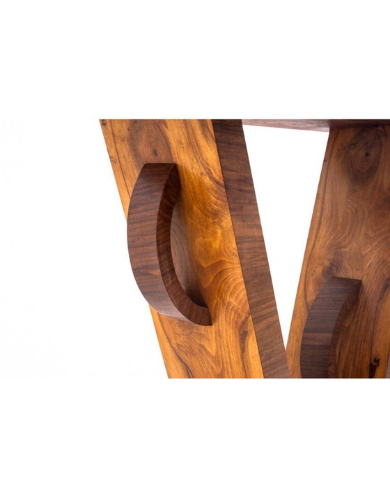 Image 1 of Art Deco walnut wooden console, Poland, 1940s.