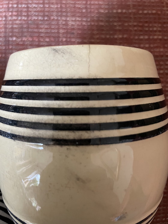 Image 1 of 3 bocaux de rangement antiques en grès ferreux jaune avec noir/bleu Petrus Regout & Co Maastricht