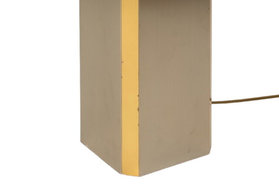 Image 1 of Large lamp in brushed metal and gilded brass. 1970s.