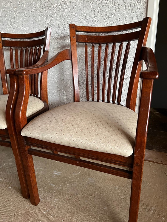 5 Bannink jugendstil eetkamer stoelen kersenhout – Eetkamerstoelen, Textiel (photo 2 of 5)