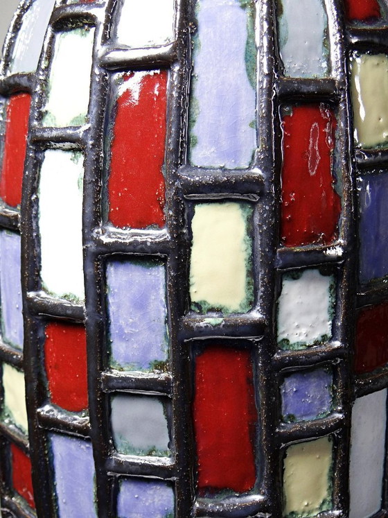 Image 1 of Large modernist vase in vintage black glazed ceramic art pottery from the 1950s-1970s