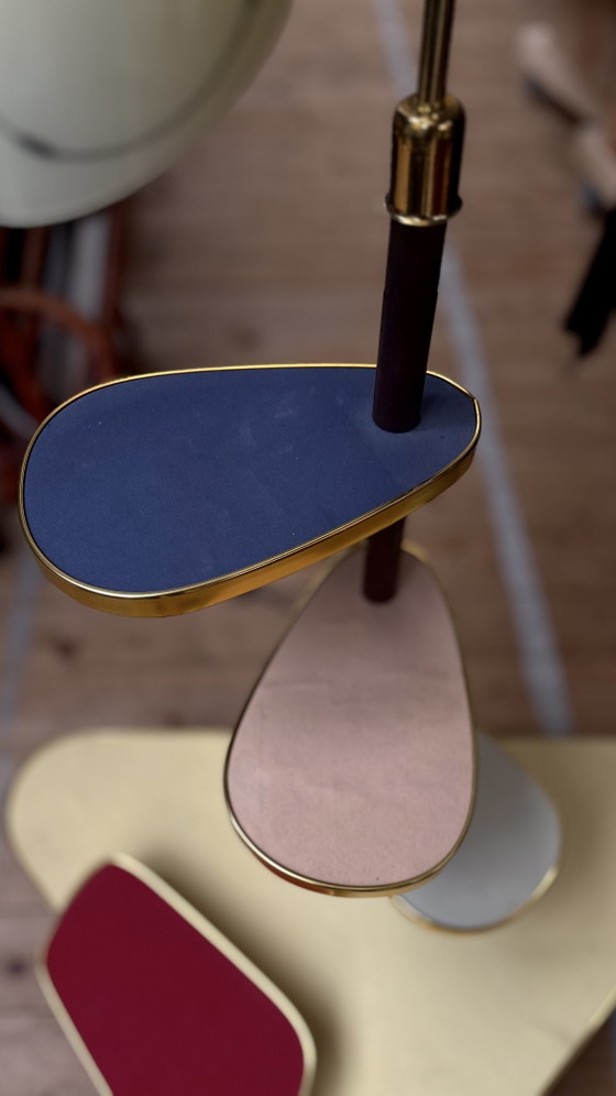 Porte-plantes ouest-allemand des années 1950 / Blumenetagere avec lampe intégrée – Wool, Metal (photo 4 of 5)