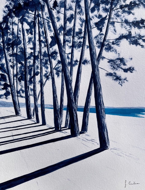 Image 1 of Oost-Indische inkt op natuurlijk papier 300g Onderwerp: Cap Coz Formaat 40x30 cm.