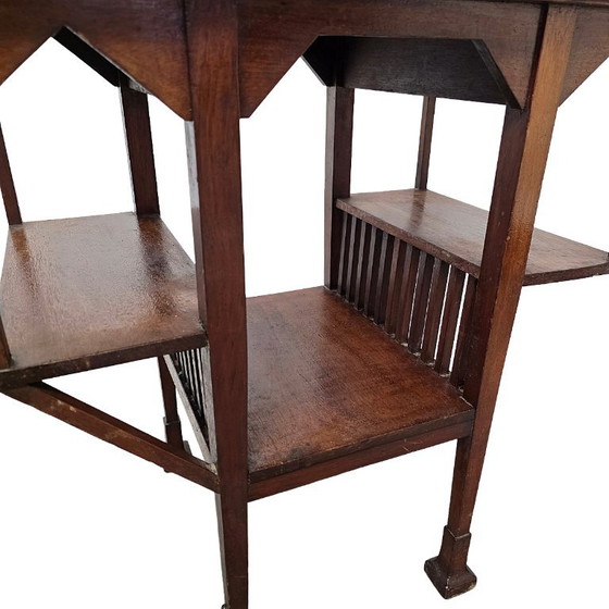 Arts and Craft side table with tiles, from around 1900 – Wood (photo 7 of 7)