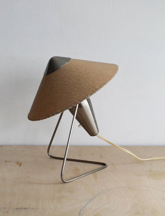 Číňanka" Table Lamp by Helena Frantová, Czechoslovakia 1953 – Paper, polished steel (photo 3 of 13)