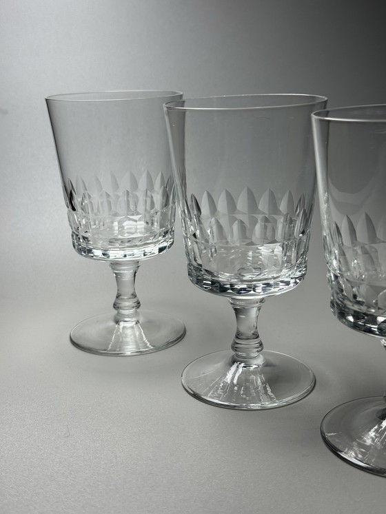 Image 1 of Set di 6 grandi bicchieri da vino in cristallo tagliato a mano – De Rupel, Boom – Art Déco, anni '30