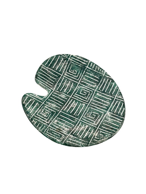 Assiette en céramique verte Mid Century Modern, France 1960s