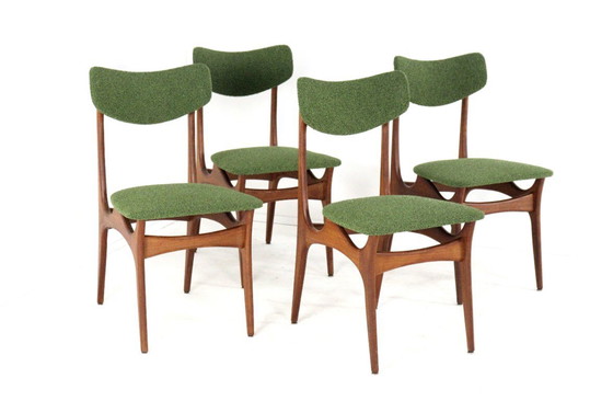 Image 1 of Set 4 vintage eetkamerstoelen stoelen gestoffeerd