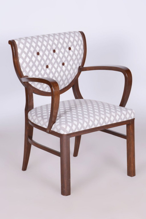 Gerestaureerde art-deco fauteuil, beukenhout, nieuwe bekleding, Tsjechisch, jaren 1920 – Textile, Wood