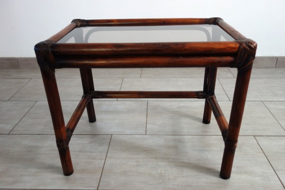 3 Vintage Bamboo and Smoked Glass Nesting Tables, 1960s – Side tables, Rattan (photo 6 of 16)