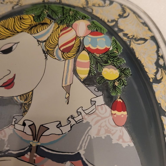Image 1 of Oval convex frame and painting on glass, Clara Nutcracker Rosenthal, Bjorn Wiinblad Sweden
