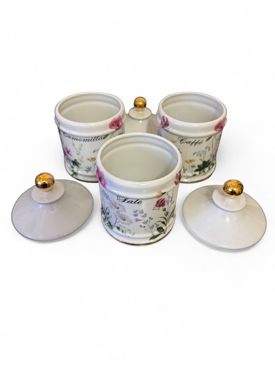 Image 1 of Set van Limoges porseleinen keukenpotten uit de jaren 50