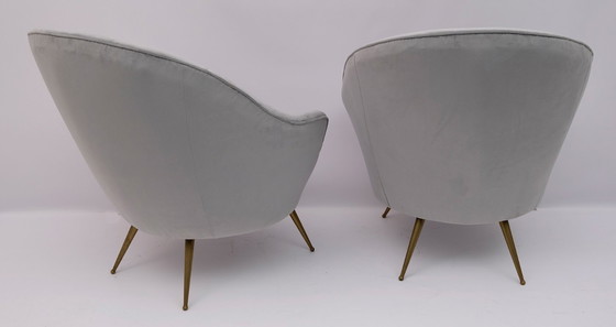 Image 1 of Federico Munari Mid-Century Modern Italian Curved Sofa and Two Armchairs, 1950s