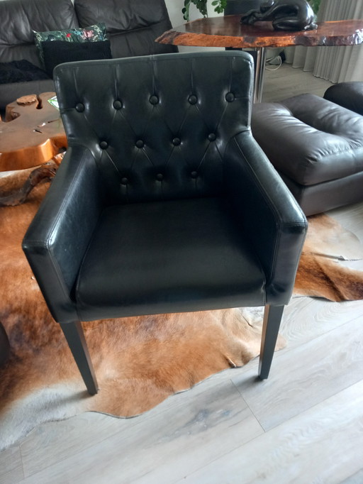 6 chaises et fauteuils de salle à manger en cuir rembourré