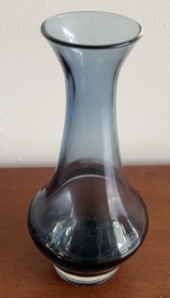 Image 1 of Riihimäki - vaso vintage in vetro blu acciaio