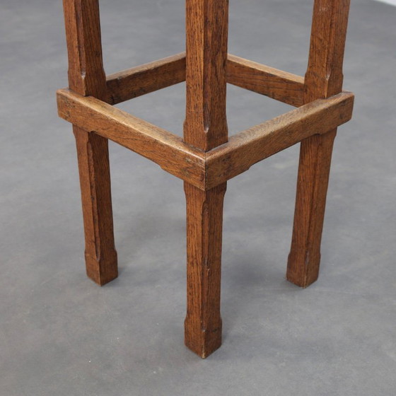 Paar niederländische Art-Deco-Barhocker aus Eiche mit gepolsterten Sitzen, 1930er Jahre – Wood (photo 7 of 7)