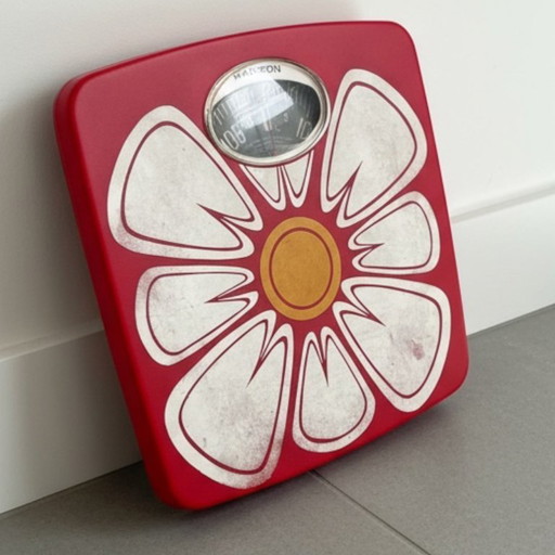 Bilancia da bagno Hanson anni '70 con fiore