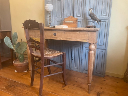 Tavolo in rovere, tavolo da pranzo, tavolo da lavoro, scrivania, antico francese