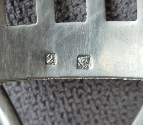 Image 1 of Seau à glace en cristal Strömbergshyttan avec pince d'origine - design scandinave 1950s