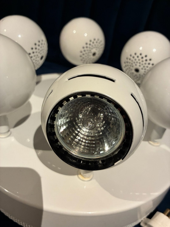 Rare Vintage Örsjö Puck Ceiling Light, 6-light, Åke Hultgren, Örsjö Belysning, Metal, White (photo 14 of 15)