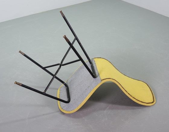 Image 1 of Elegant Italian Midcentury Design Sparkling Yellow Side Chair in Style of Augusto Bozzi. Italy, 1950s.