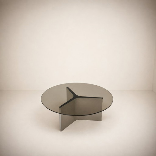 ÉTIENNE FERMIGIER — Drie Salontafels J.E.R., circa 1968 – Glass, Metal