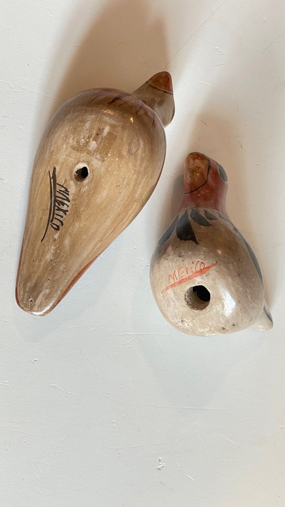 Image 1 of Couple Bird Ceramic Handmade Mexico Vintage