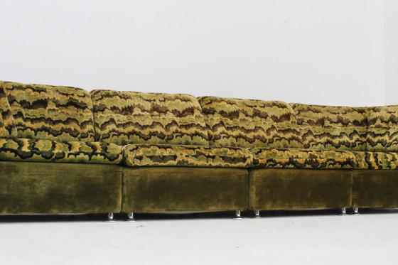 Vintage modulaire elementen sofa  groen 1970s, Modulaire banken, Textiel, Chroom (foto 5 van 9)