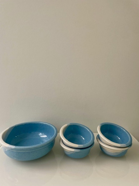 Image 1 of Kultakeramiikka Finland tray set blue/white (5-piece)