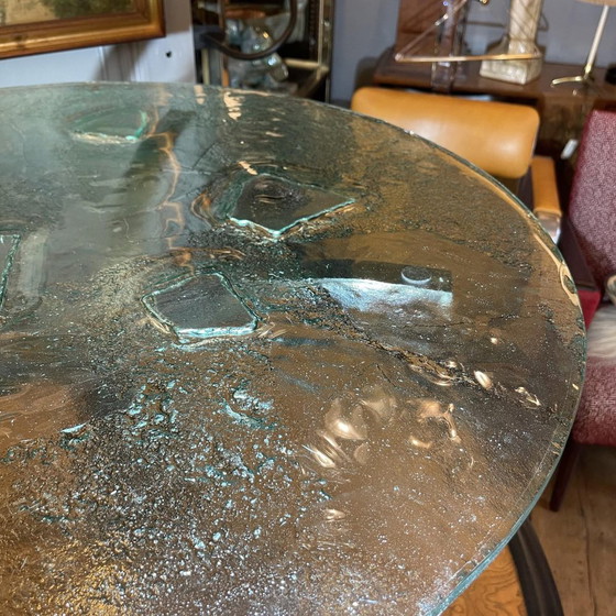 Brutalist Round Coffee Tables, 1970s, Set of 2 – Metal, Glass, Hollywood Regency (photo 11 of 17)