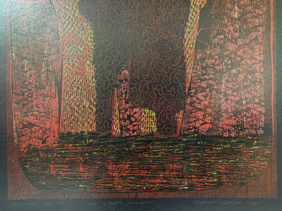 Image 1 of Dianne Bakker - Grande gravure sur bois - Amor Gignit Amorem