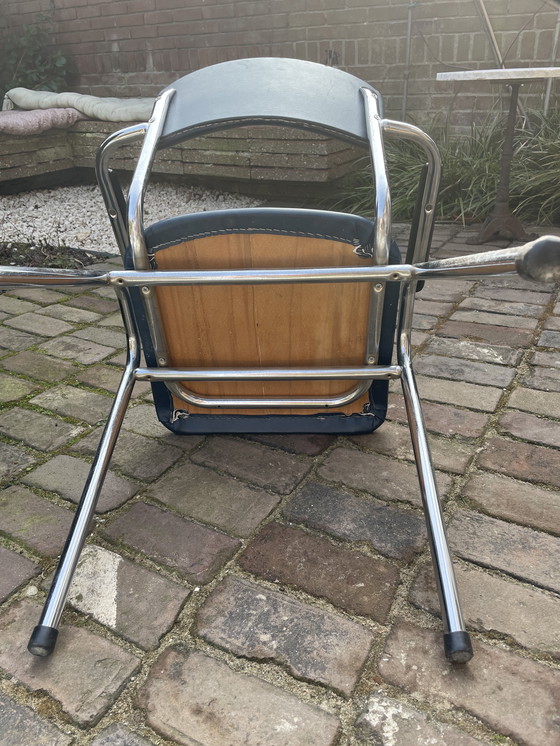 Image 1 of Vintage chrome tubular frame chair Brabantia Gispen style