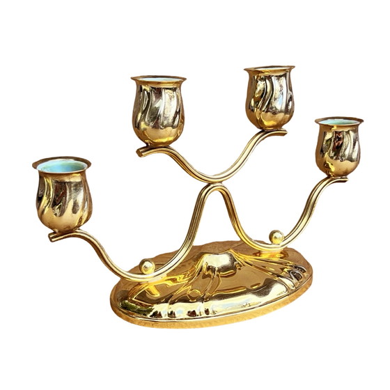 Image 1 of Four-light, gold-plated table candlestick, Germany, 1940s.