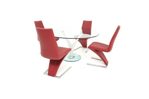 Rolf Benz 7800 Stühle Esstisch 1210 Leder 4 Stück Rot Stuhl