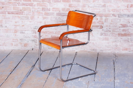 Butaca checa Bauhaus de haya de Mücke-Melder, acero cromado, años 30 – Sillones, Metal, Wood (photo 9 of 12)