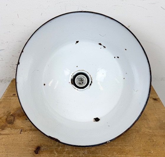 Image 1 of Lampada a sospensione industriale in smalto blu scuro di EMAX, anni '60