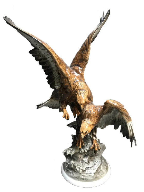 Hutschenreuther Ceramic Sculpture of a Pair of Eagles, 1950s, Decorative Objects (photo 3 of 3)
