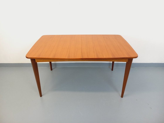 Image 1 of Rectangular Scandinavian-style vintage dining table from the 1950s/60s in teak with extensions