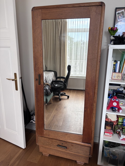 Teakhouten kast met spiegel