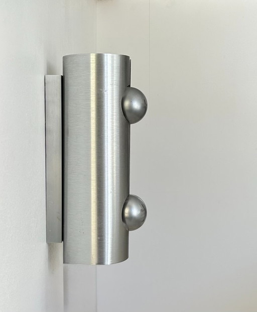 Lampada da parete vintage in metallo spazzolato, Francia 1970