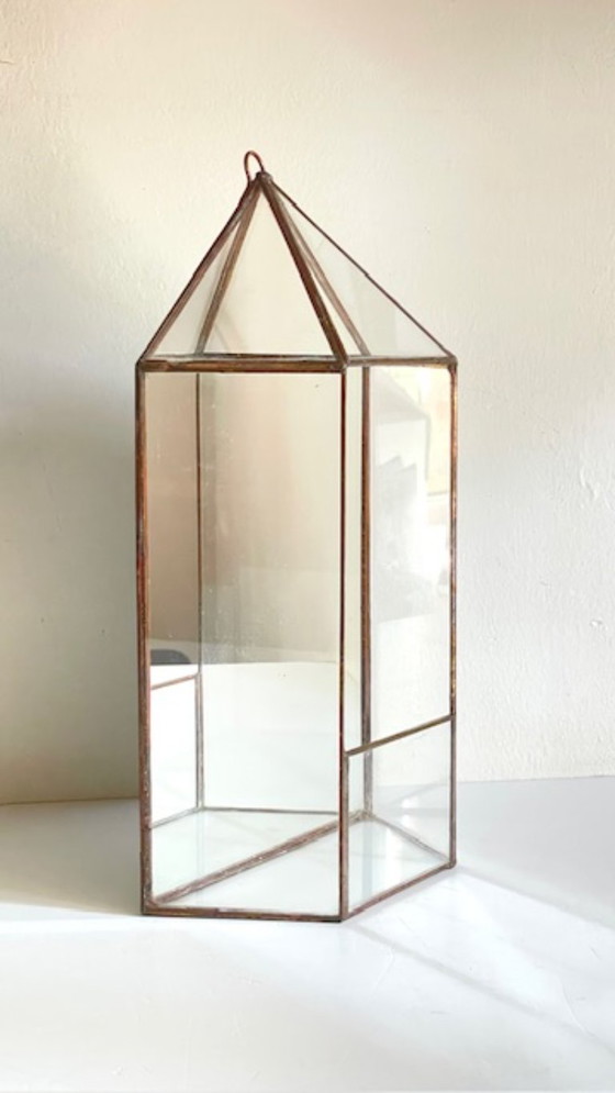 Image 1 of Fioriera vintage in vetro e ottone