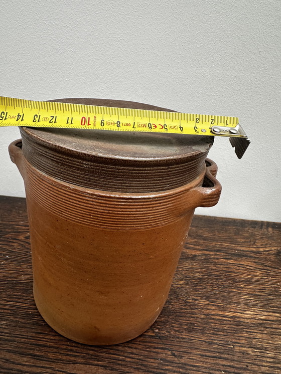Image 1 of Antica pentola in gres - H 17 cm - arredamento vintage