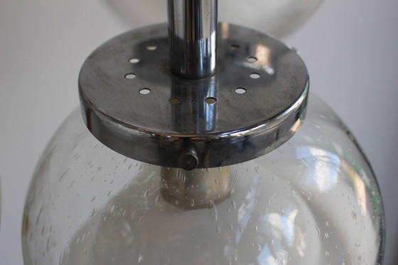 Image 1 of Gaetano Sciolari Attr. Vierarmiger Muranoglas-Chrom-Kronleuchter, 1970er Jahre