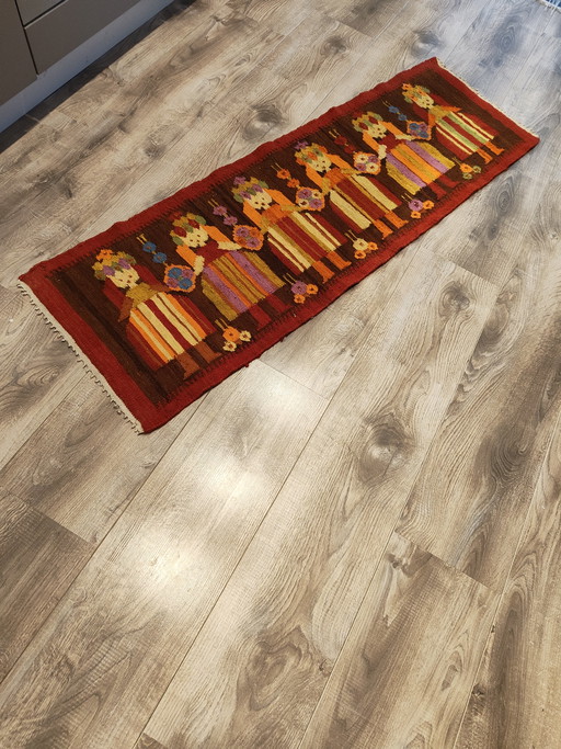 alfombra kilim polaca vintage tejida a mano, Maria Domańska