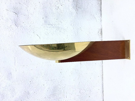 Image 1 of Lampada da parete Bauhaus in ottone e legno di Tecnolumen, disegnata da Eckhart Muthesius