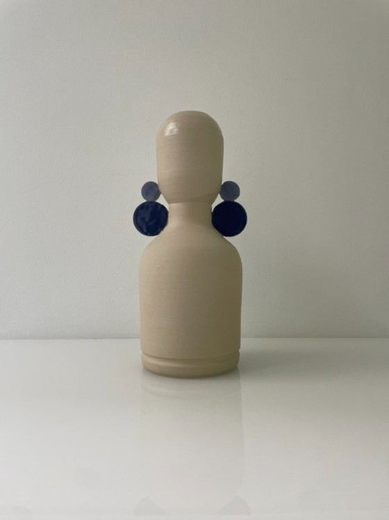 Image 1 of Dutch Design vase with blue accents - Potterie De Eekhoorn