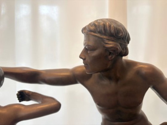 Image 1 of Large and Exceptional Art Deco Sculpture by Limousin: The Archer and the Mentor