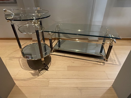 Coffee table with matching bar cart