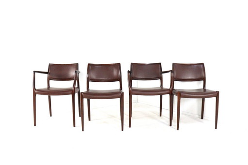 Ensemble 2 + 2 chaises Niels Otto Moller modèle 65 + 80 vintage