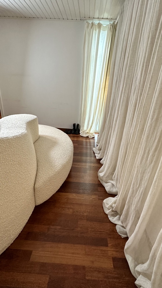 Image 1 of Contemporary Wave Curved "Borne" Sofa in White boucle Fabric, Italy